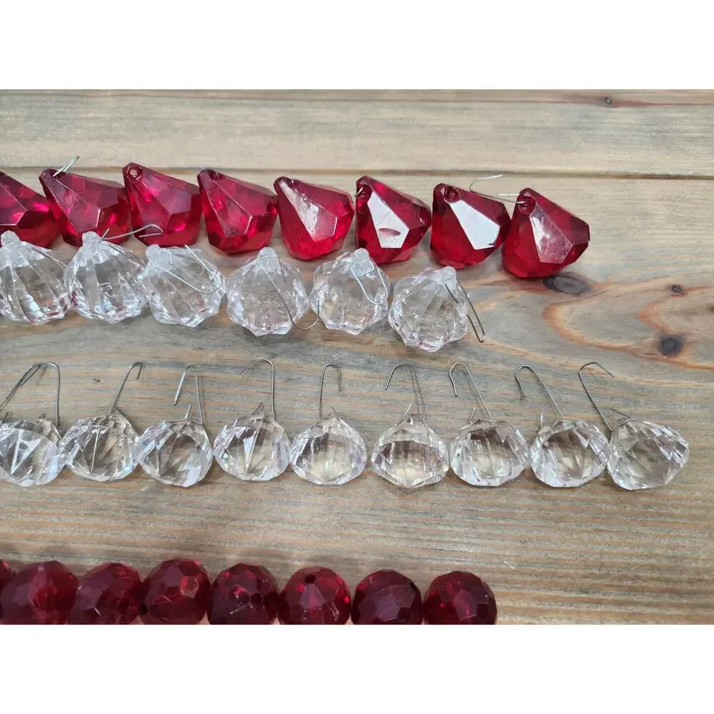 Red & Clear Acrylic Spheres Plastic Balls 44 Pieces Ornaments